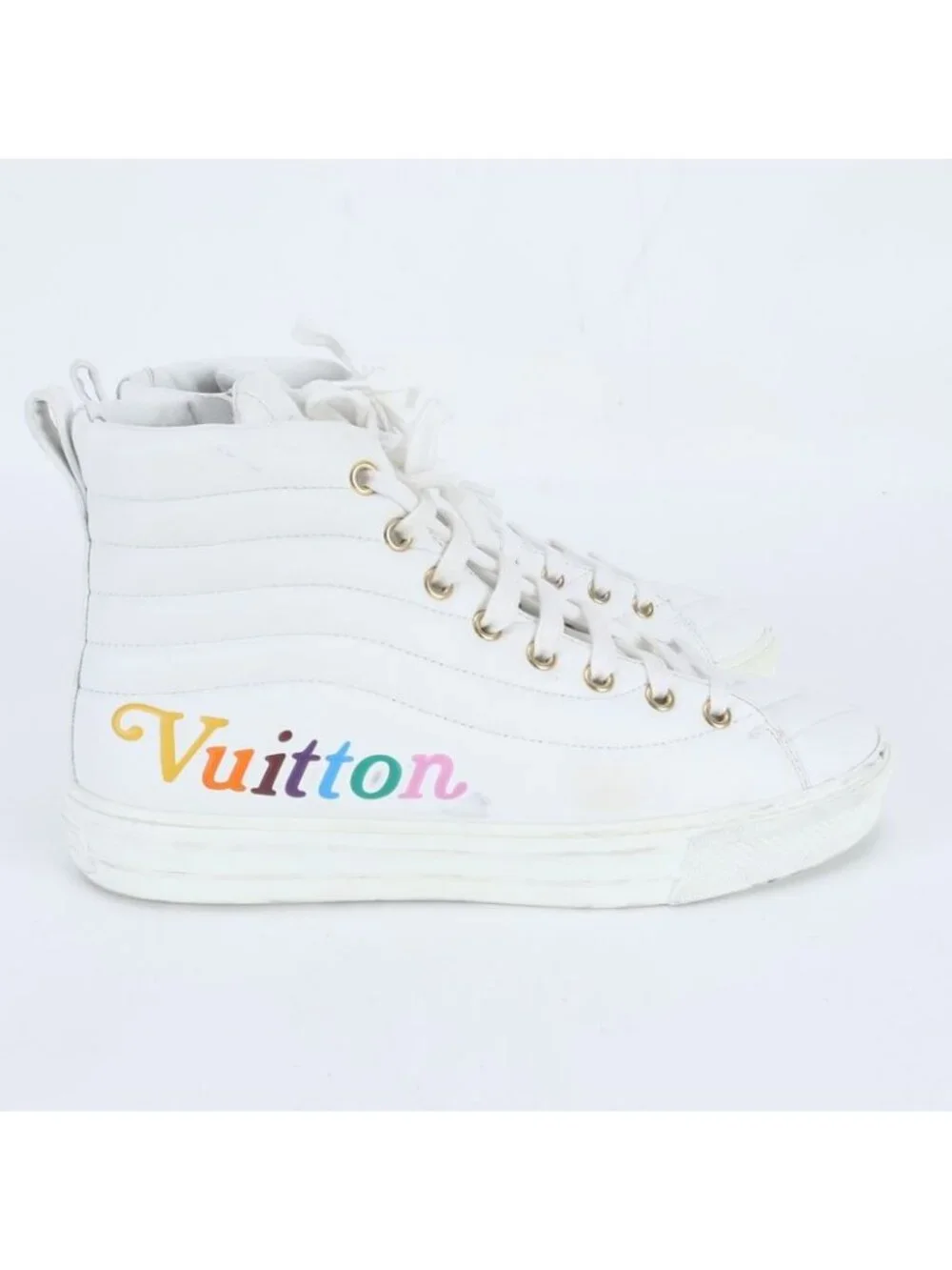 Louis Vuitton Stella Line Leather Sneakers High Cut Lace Up Shoes 37 Ree - Picture 3 of 8